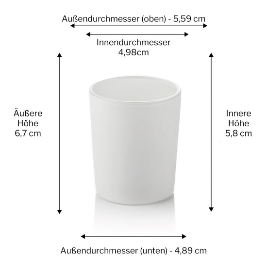 9cl Lauren Kerzenglas - Mattweißes Äußeres Messungen