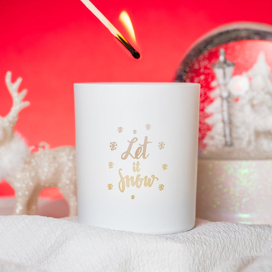 Let It Snow - Weihnachtliches 30 cl Lotti Kerzenglas mattweiß (6er Pack)